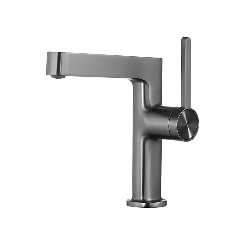 

Латунный смеситель для раковины в ванной, установка на столешницу, простой однорычажный смеситель для раковины, горячей и холодной воды, серый смеситель для ванной серый