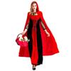 New Halloween costume, nightclub queen vampire costume, red and black with cape Little Red Riding Hood costume