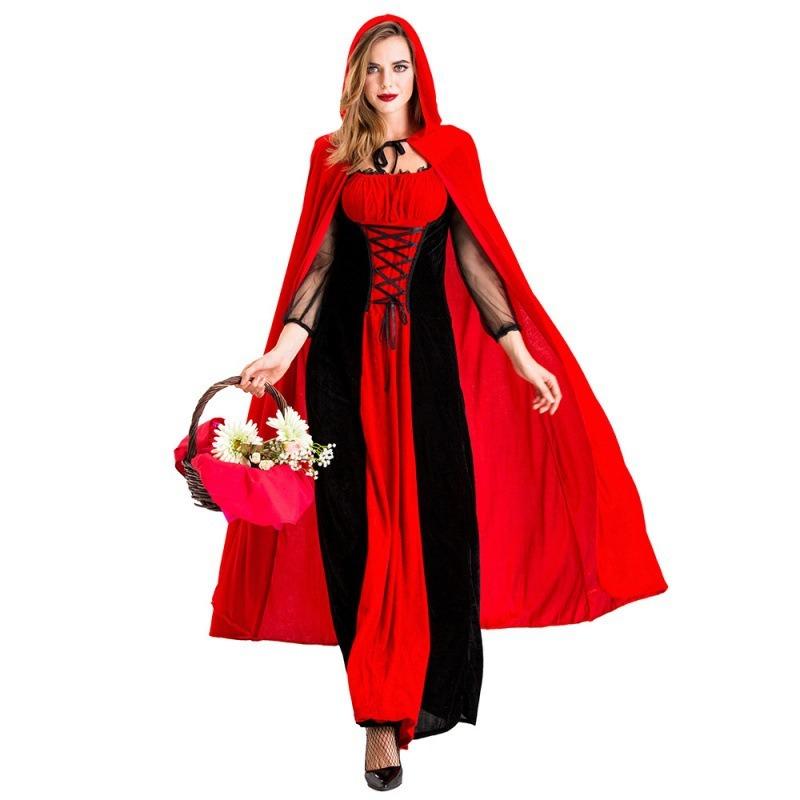 New Halloween Costume, Nightclub Queen Vampire Costume, Red and Black with Cape Little Red Riding Hood Costume
