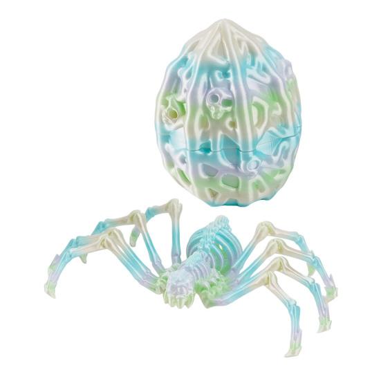 Classroom Prizes for Kids 3D Printed Articulated Skeleton Spider with Hollow Egg, Movable Joint Halloween Party Favors Figurine, Creepy Decor