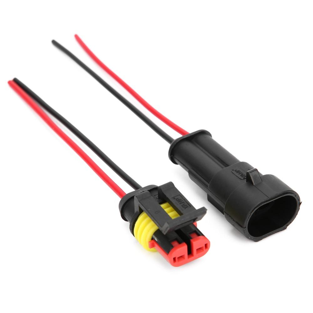 5 Sets 2 Pin Series Terminal Connector- Waterproof Plug with Wire Electrical Connector Automotive Electrical Connectors