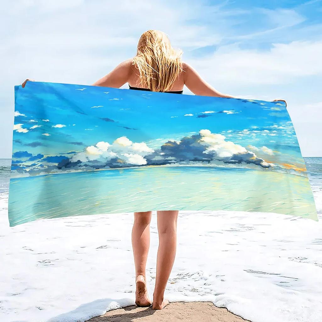 Serviettes de Plage Sky pour Adultes et Serviettes de Piscine Absorbantes en Velours avec Serviette de Plage Légère à Séchage Rapide Serviette de Natation d'Été