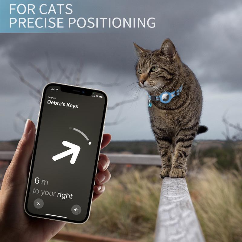 Apple AirTag Protective Pet Collar with Anti-Loss Tracker and Reflective Bell for Cats