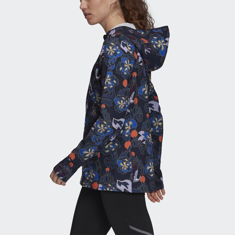Adidas CNY Own The Run Soft Shell Floral Print Hooded Sports Jacket Women Jacket Multicolor GE5831