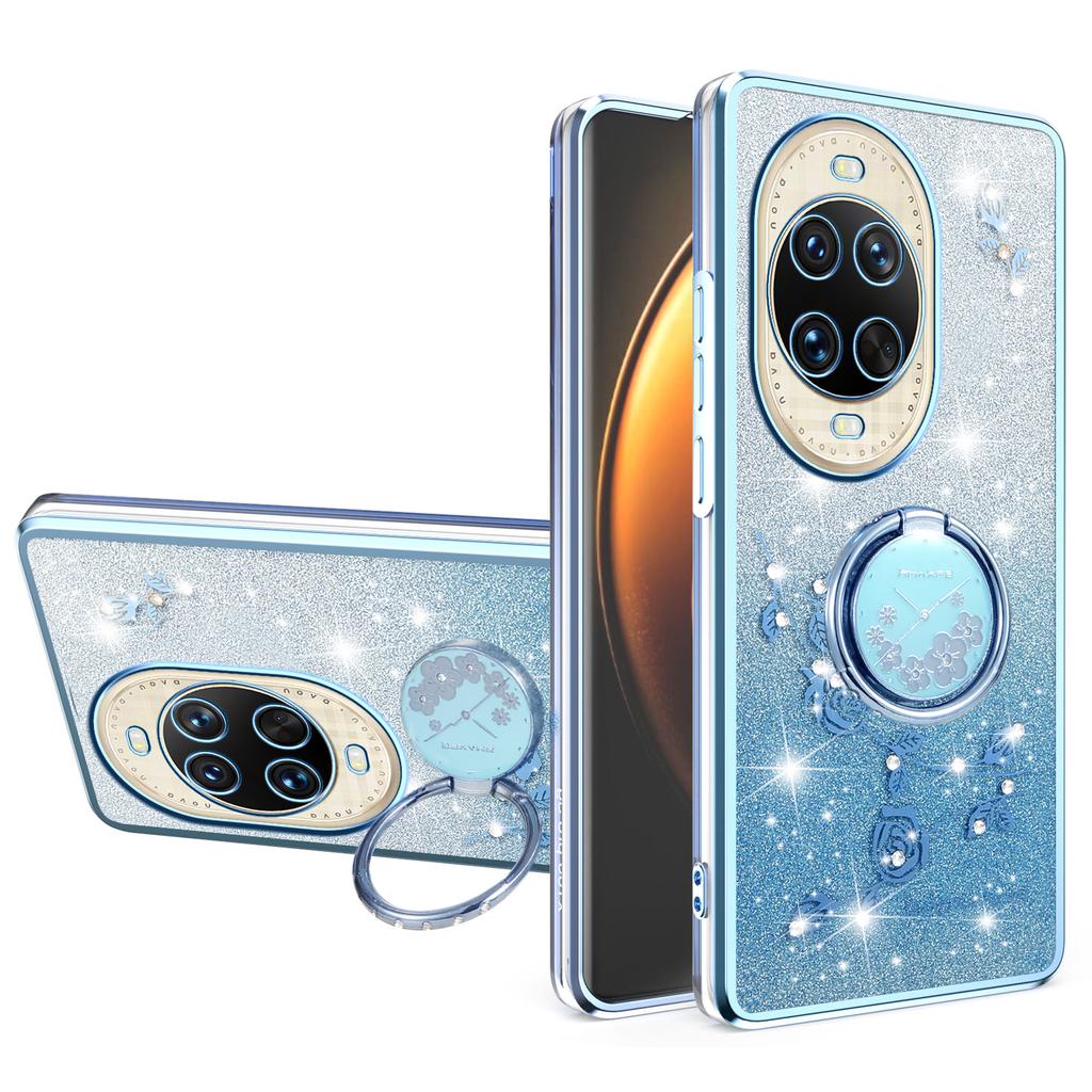 KADEM Pour Huawei nova 14 Ultra 5G Étui Anneau Support TPU Fleurs Coque de Téléphone Paillettes Dégradé