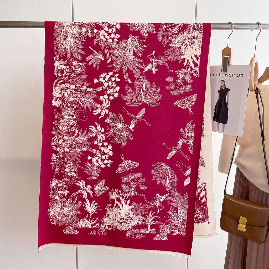 Imitation Cashmere Scarf Shawl Elegant Fashion Scarf Zoo Pattern Women'S Scarf Warm Scarf