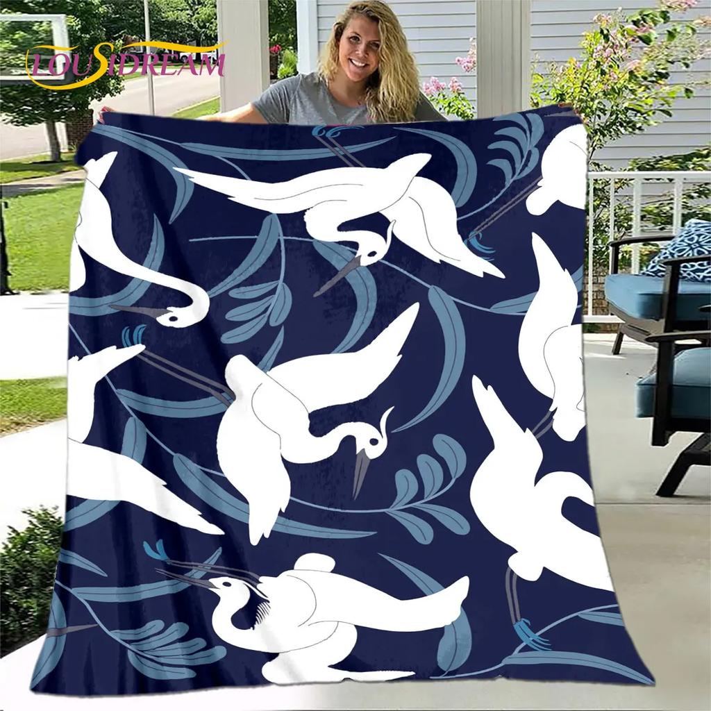 3D Classical Chinese Crane Blanket,Flannel Blanket Throw Blanket,Warm Blanket for Home Living Room Bedroom Beds Sofa Picnic Kid