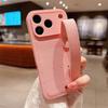 Leather Texture Wristband Holder Phone Case for iPhone 17 Air 16E 15 14 Plus 13 12 11 Pro Max Plain Color Matte Shockproof Cover