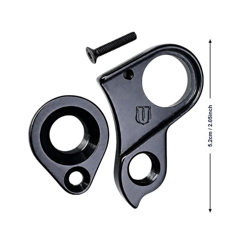 Machined Aluminum Rear Shifting Hanger, Part 10240 H695 with Frame Opening, Bushing Connection, Screw Mounting Point, and Included Screw
