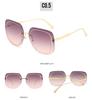 2021 European and American Square Frame Sunglasses with Rice Nail Grooved Lenses for Women