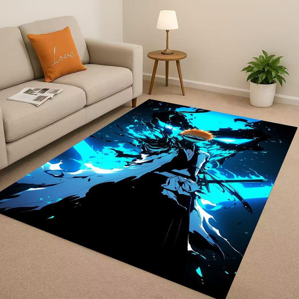 Anime Bleach Kurosaki Ichigo Cartoon Wohnzimmer Rutschfester Teppich für Schlafzimmer Sofa, Leicht zu reinigen Heimdekoration Fußmatte Spielmatte