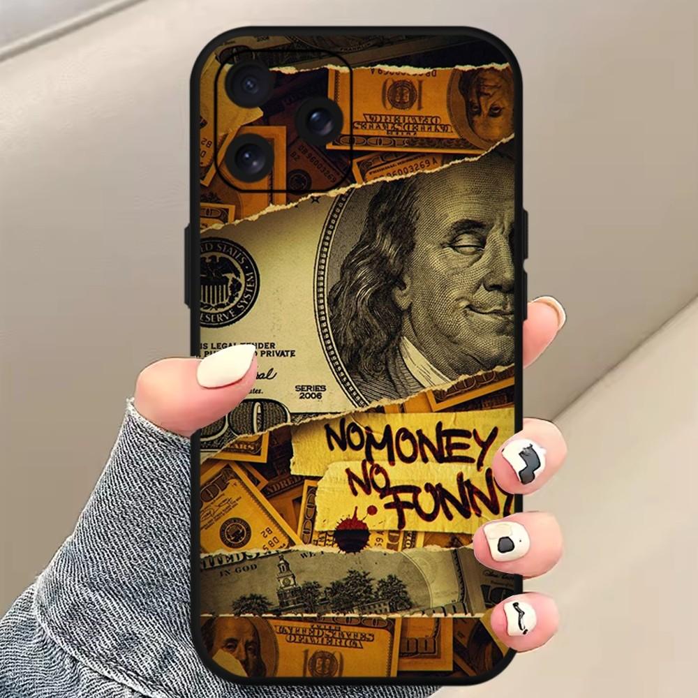 Luxury Funny Dollar US Phone Case For iPhone Mini 11 12 13 14 15 Pro XS Max X Plus SE XR Black Soft Shell