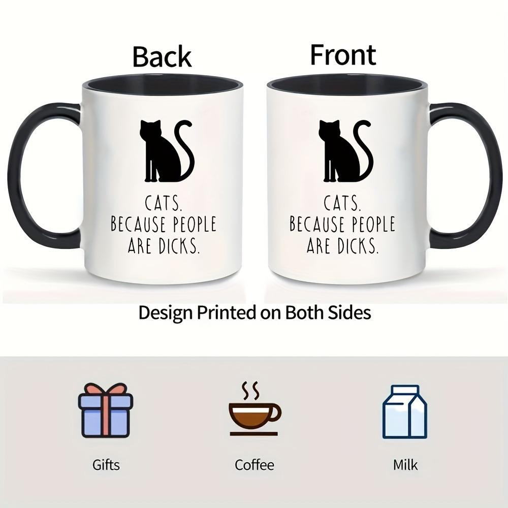 1pc Black Cat Coffee Cups 11oz Ceramic Water Cup Summer Winter Drinkware Birthday Thanksgiving Christmas Gifts for Kitten Lovers