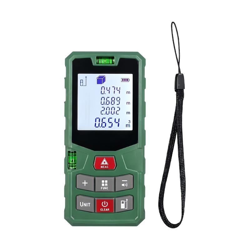 Handheld Distance Reader Bright Digital Rangefinder, Space Measuring Functions and Bubble Level Support for Home