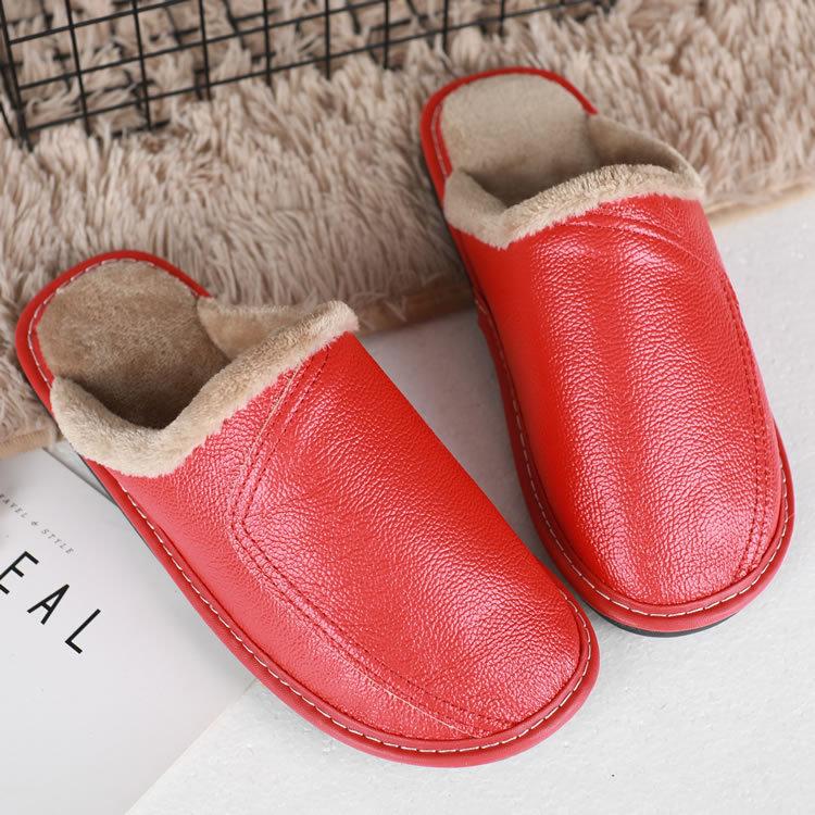 Fashion Large Size Men's Autumn Home Shoes Unisex Genuine Leather Slippers Comfortable Indoor Slippers Flat