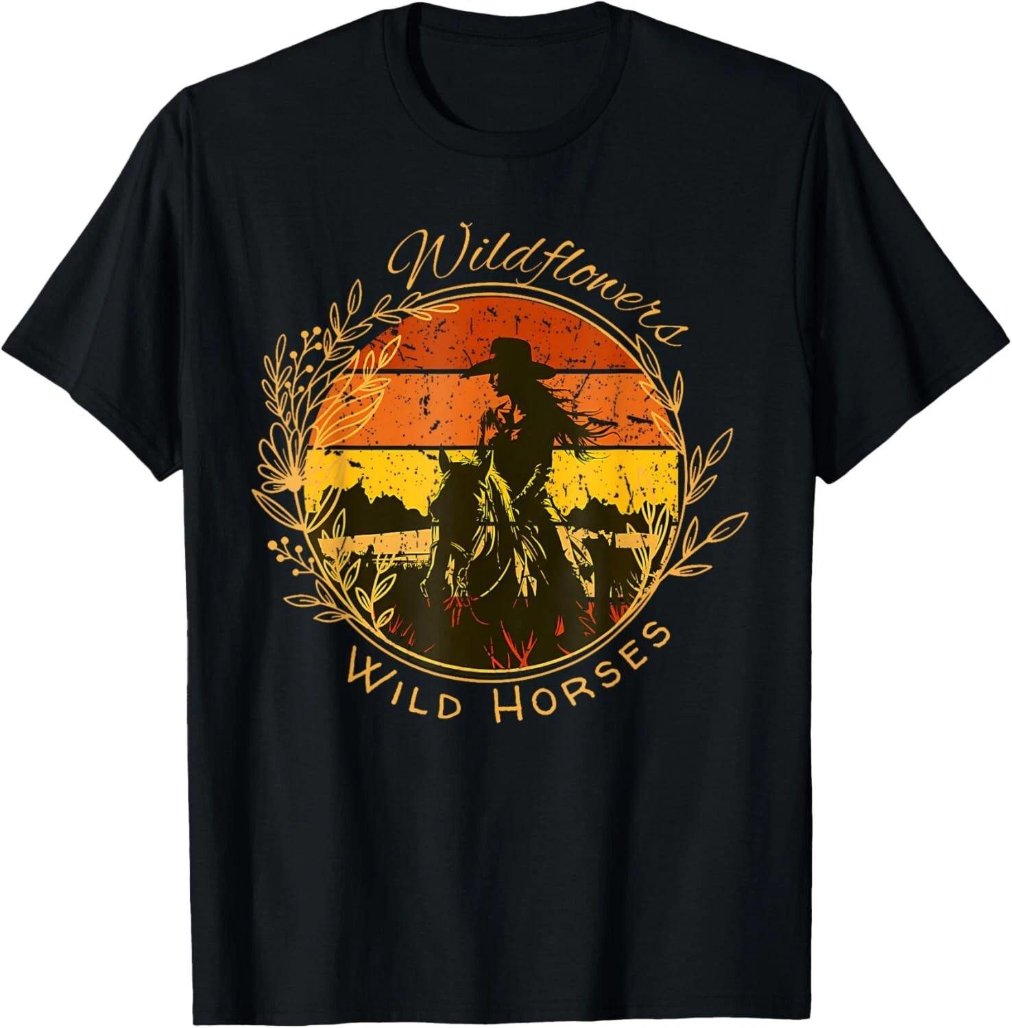 Wild Flowers - Wild Horses Vintage Sunset Country Cowgirl Gift Unisex T-Shirt 3XL