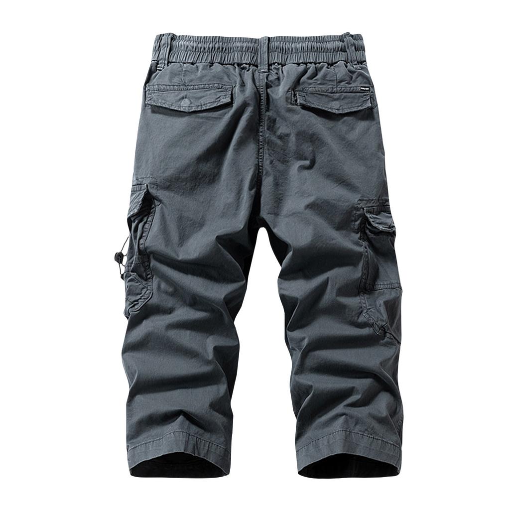Men's Versatile Casual Functional Workwear Cropped Trousers Loose Straight Multi-pocket Pants
