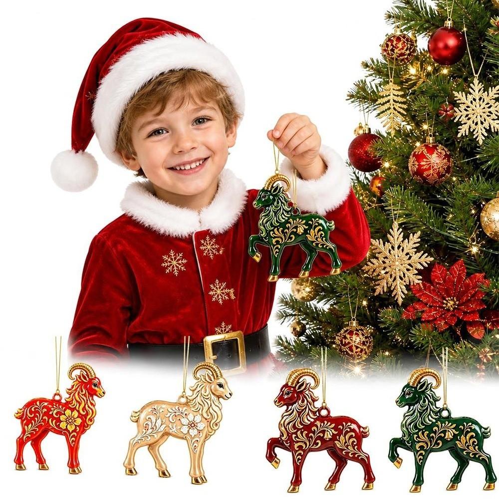 Shining Goat Pendant Acrylic Christmas Tree Ornament Goat Hanging Ornament Set  Holiday Party Decor