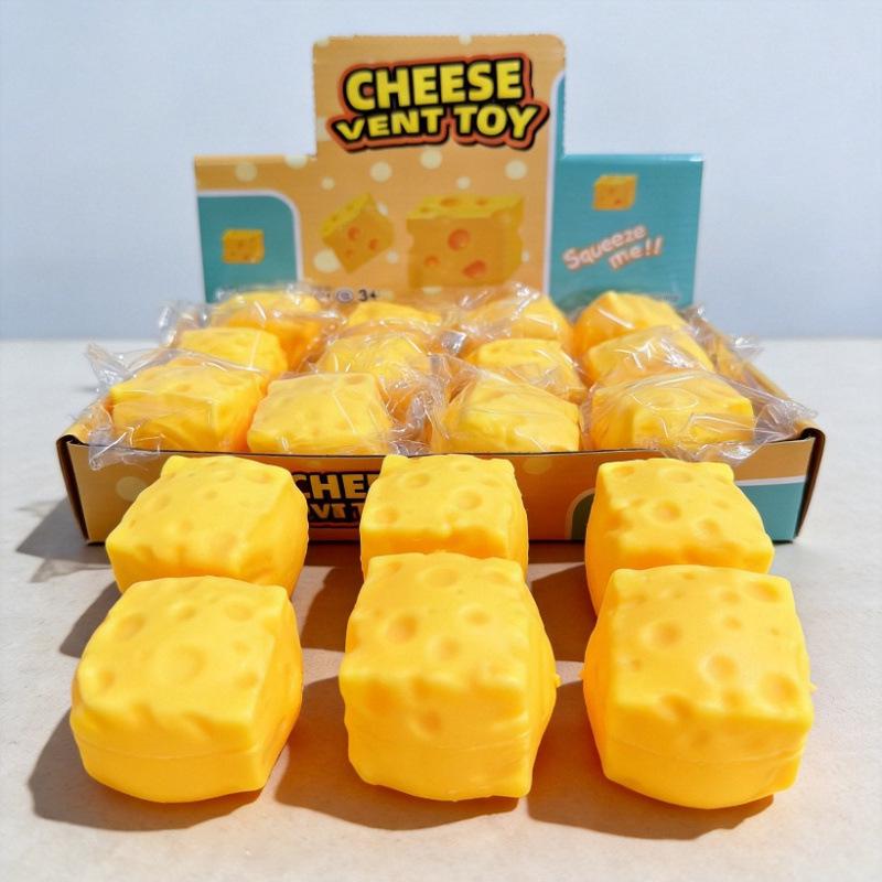 Large Cube Cheese Squeeze Stress Relief Toy - Decompression Artifact