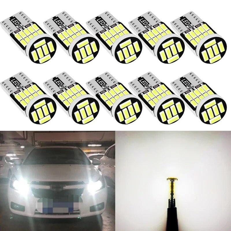 

10 шт. T10 W5W светодиодные лампы 4014 26SMD Canbus 168 194 сигнальная лампа белая для салона автомобиля парковочная карта плафон освещения 6000K