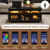 100x50x43cm Schwarzer Hochglanz-Couchtisch, mit steuerbaren LED-Leuchten, Mobile App, Wohnzimmertisch mit Schrank, Sofatisch mit Ladeanschluss und