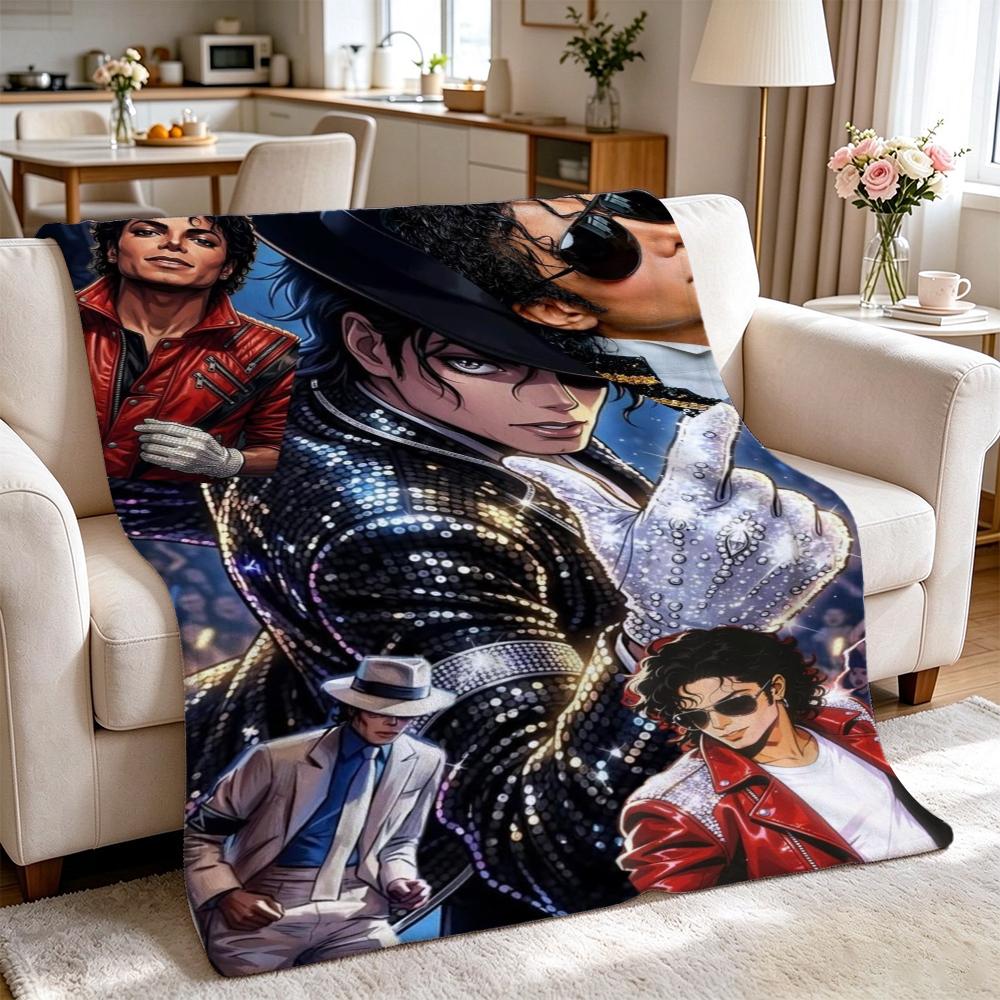 Michael Jackson Pop Theme Blanket Cozy Warm Fleece Blanket For Camping Travel Party Decor Great Holiday Gift