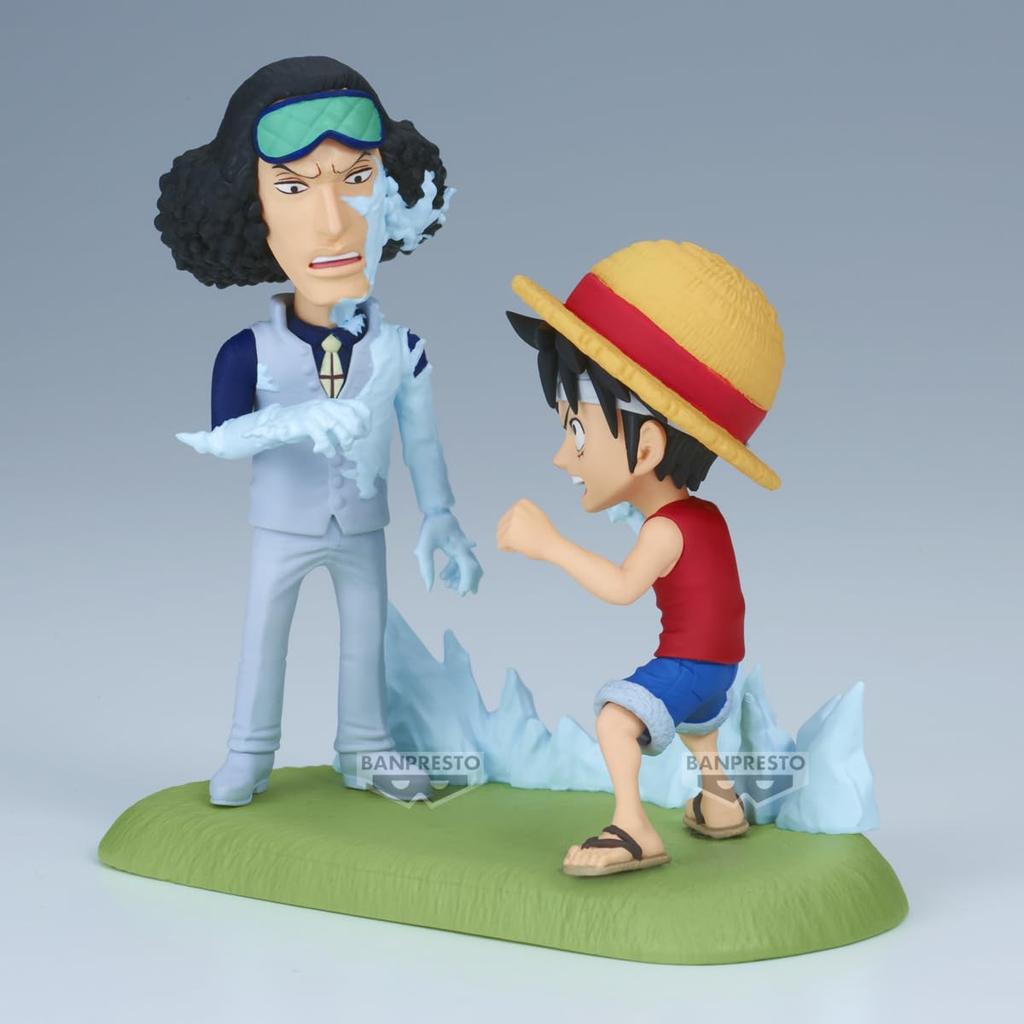 Banpresto One Piece World Collectible Log Story Action Figure: Monkey D. Luffy vs. Kuzan, 9cm, Multicolor, BP28688P, Perfect for Anime Fans
