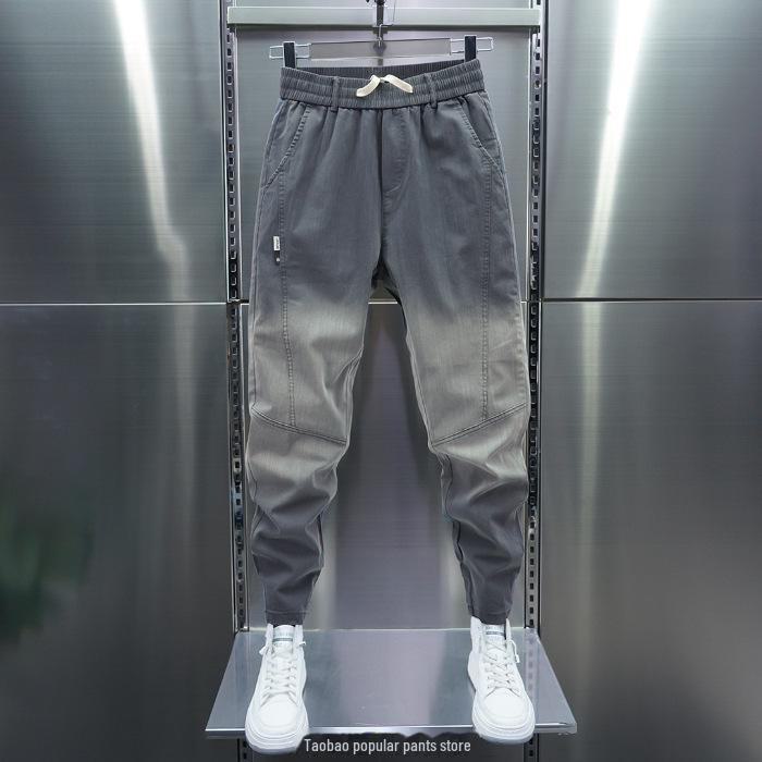 Men's Gradient Stitch Slim Fit Skinny Jeans with Elastic Cuffs