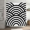 Modern Black White Stripes Shower Curtain for Bathroom Decor High Quality Waterproof Fabric with Ring Holder Set (White)