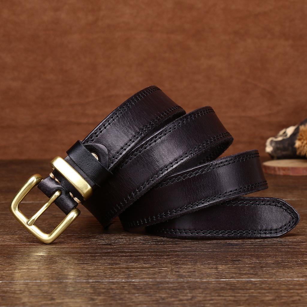 Retro primul strat din piele de vacă ață de cusut centura femeii cataramă din cupru pur cataramă cap cataramă cupru cataramă centura