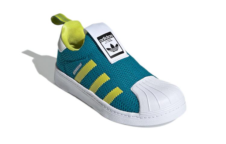 adidas Originals SUPERSTAR 360 Abrasion Resistant Breathable Low Top Kids' Skateboarding Shoes Green White Yellow FX4910
