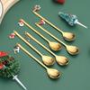 Stainless Steel Christmas Spoon Set Elk Pendant Exquisite Craft Tea Spoon Creative Tableware Party Ornament Style Dessert Spoon