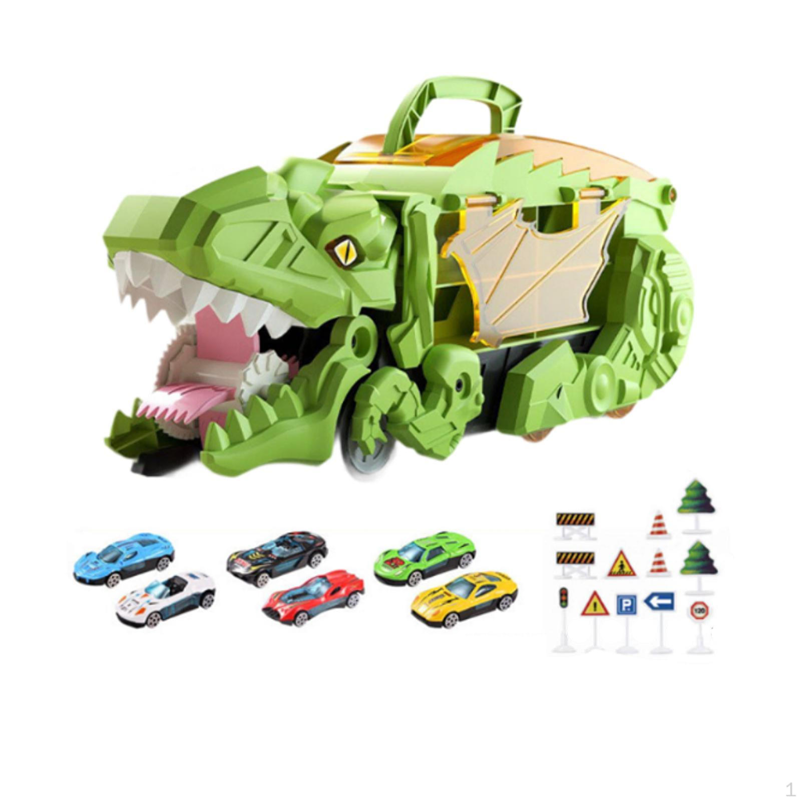 

Игрушка динозавр с 6 легкосплавными машинками, портативная, транспортное средство динозавра, для детей, мальчиков и девочек зелёный