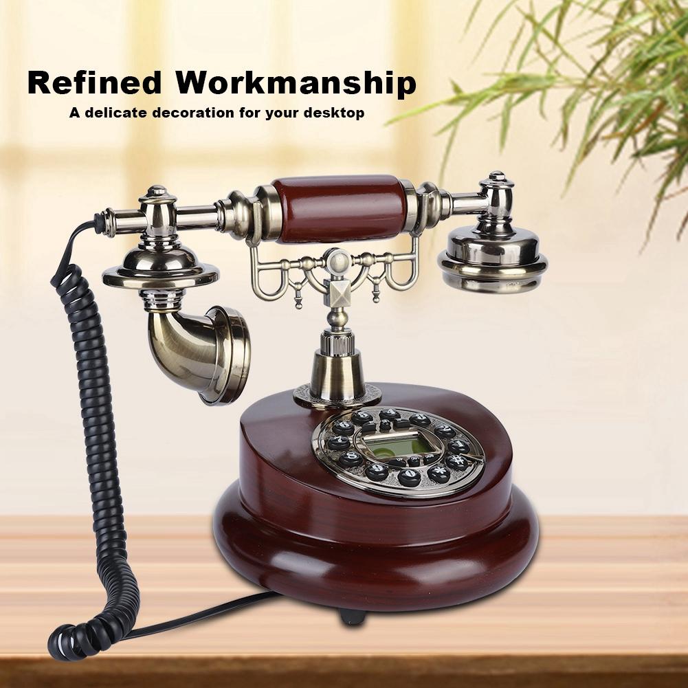 Retro Vintage Wired Corded Telephone Landline FSKDTMF Telephone Line Powered Hotel Office Home
