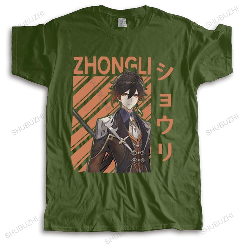 Zhongli Genshin Impact T Shirt for Unisex Soft Cotton Tees Tops Anime Game Tshirts Short Sleeved Urban Harajuku Tshirt Gift