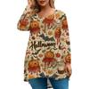Women's Fashion Large Size Round Neck Long Sleeve Casual Halloween Print Loose Pullover Top