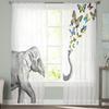 Elefant und Schmetterling Vintage Transparente Vorhänge für Wohnzimmer Voile Vorhang Schlafzimmer Badezimmer Tüllvorhänge Fenstervorhänge