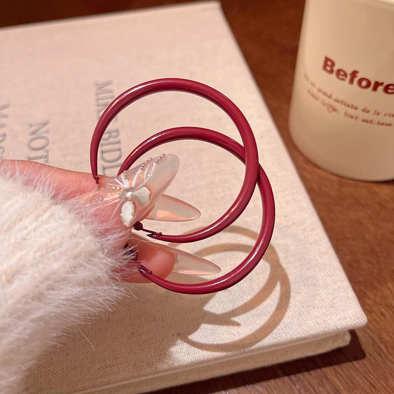 

Серьги Ankola Hong Kong Style Red Retro Large Circle - Light Luxury Niche High-End Jewelry 5cm красный