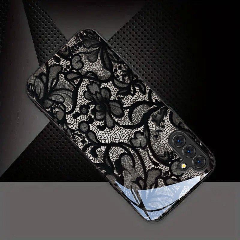Stylish Elegant Black Lace Glass phone case fashion phone cases mobile phones for Samsung Galaxy S26 S25 S24 S23 FE Ultra Plus