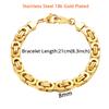 Gold Color Stainless Steel 8mm Byzantine Link Chain Bracelets Necklace For Women Men Fashion Party Wedding Jewelry Sets Gifts