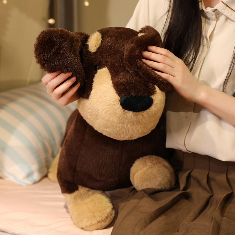 100cm Kawaii Cartoon Long Strip Dachshund Dog Plush Doll Pillow Black Brown Cute Dog Animal Stuffed Toy Warm Embrace Home Decor