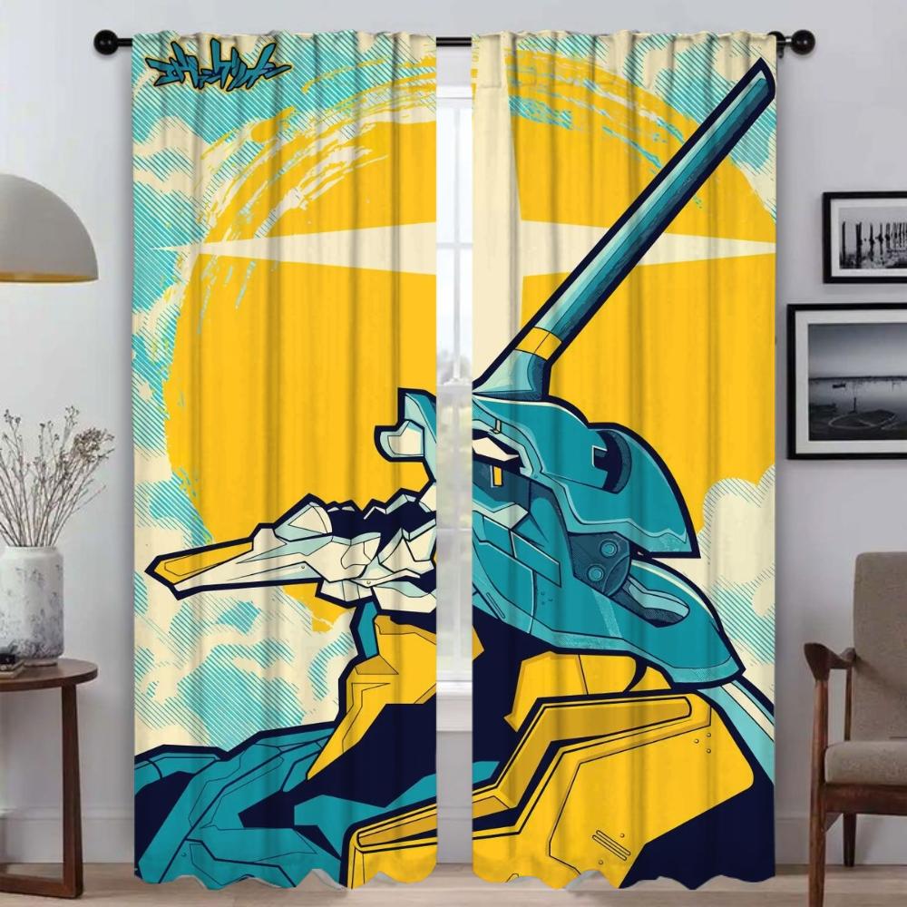 Set Of 2 Elegant Curtains Evvangelionn Partition Halloween Decoration Shades Kitchen Living Room Curtain Light Blocking For Sitting Made Polyester