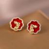 Elegant Red Jade Rabbit Stud Earrings – Year of the Rabbit Niche Design, Luxurious and Versatile