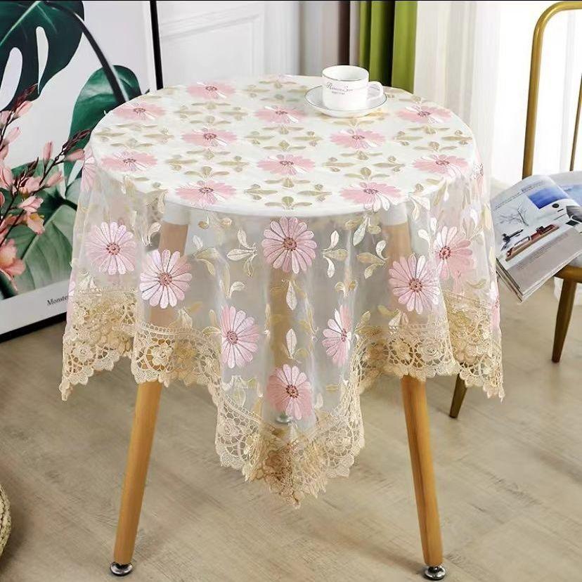 Small Round Table White Lace Tablecloth Coffee Table Bedside Table TV Dust Cover