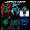 TIME TOKEN Luminous Carbon Fiber Series Men Automatic Mechanical Watch Waterproof Sports Limited Wristwatch Innovative Material