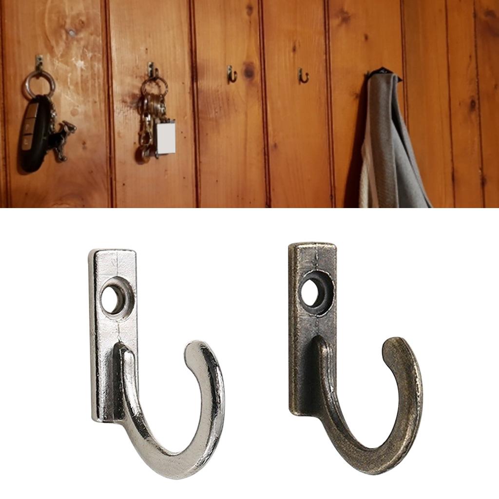 10 Pcs Heavy Duty Robe Hook Simplicity Hanger Vintage Bronze Small Hooks for Hanging Hat Towel Bag Rope Easy to Install