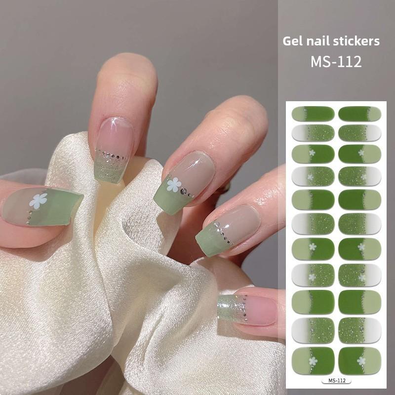 Gel Nail Stickers, 22-finger No-bake Nail Polish Glue, Wearable Nail Pads, Full Application