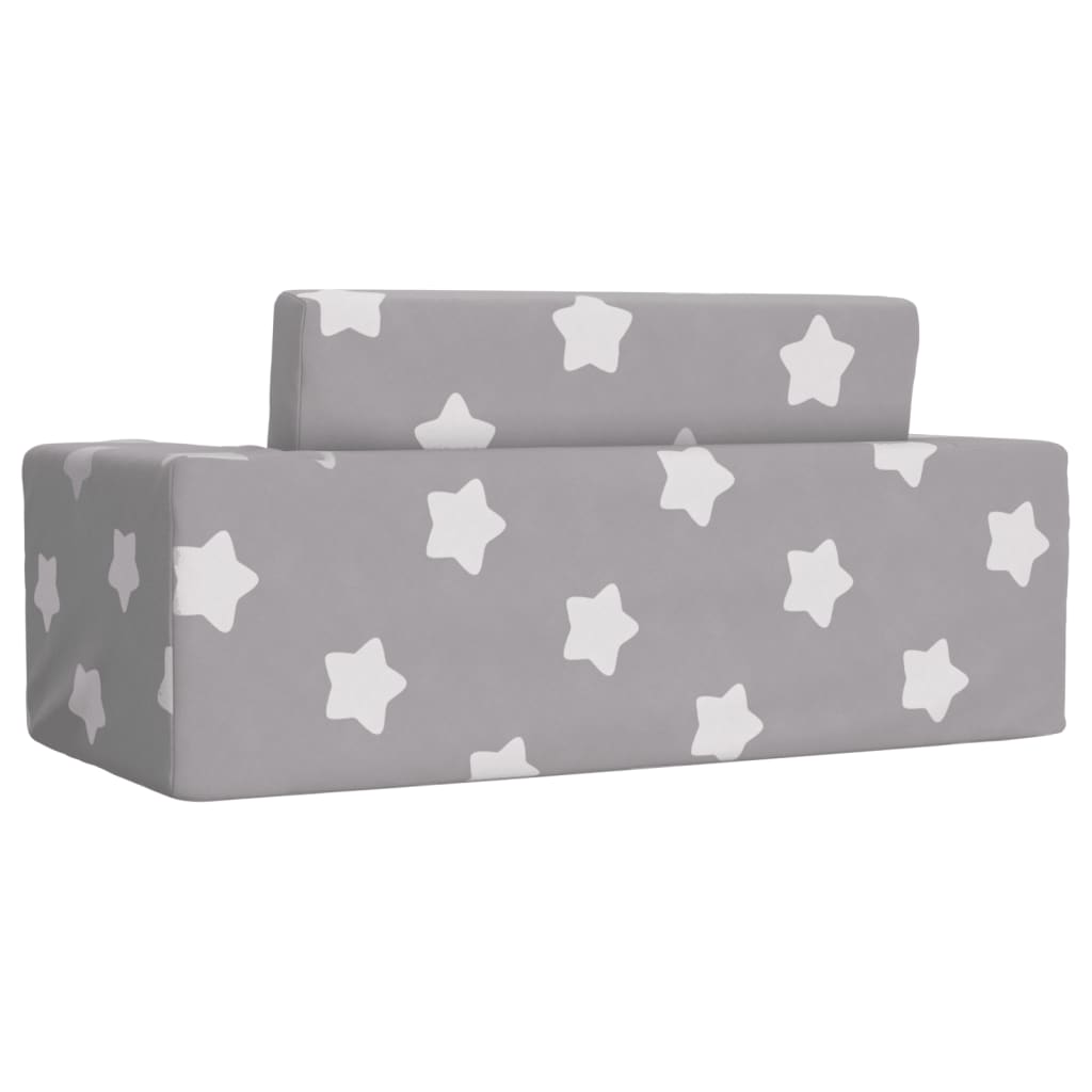 Vidaxl 2-Os. Sofa für Kinder, Ausklappbar, Grau mit Sternchen, Plüsch
