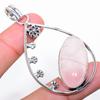 תליון תכשיטי כסף סטרלינג 925 בעבודת יד מאבן חן רוז קוורץ 2.60"