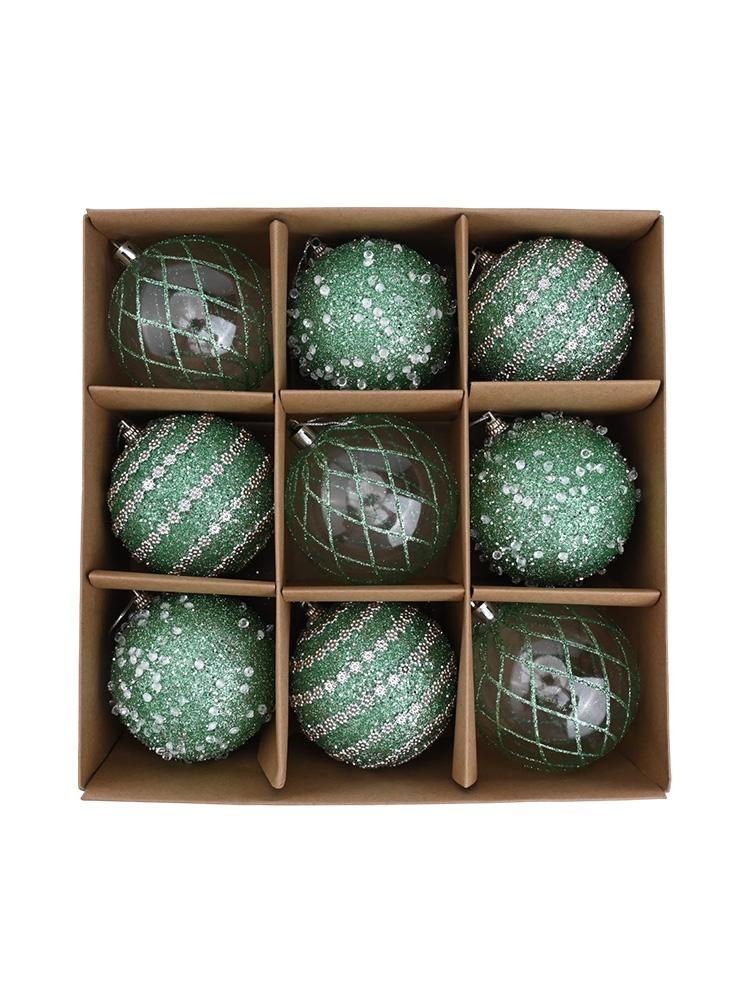 Shimmering 8CM Christmas Ball Ornaments Set of 9 for Festive Tree Decor